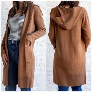 PINCH EVERLY HOODED LONG CARDIGAN CAMEL M/L